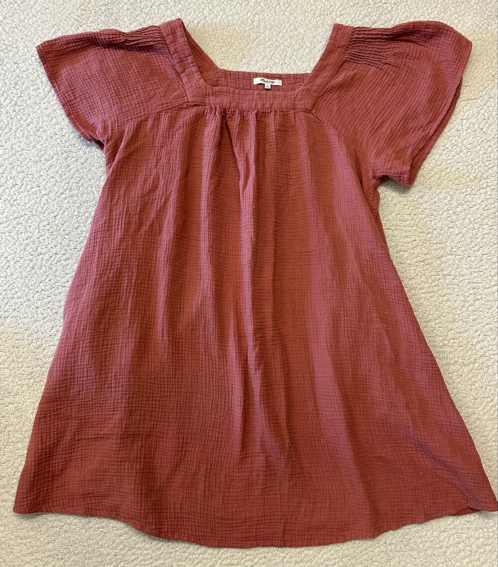 Madewell Lightspun Butterfly Square-Neck Mini Dress Size XL